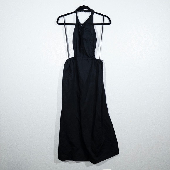NWT All Saints Black Ludo Linen & Cotton Open Back Midi Dress Size 6 - Picture 2 of 10